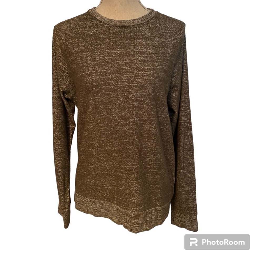 CLUB MONACO TOP SWEATSHIRT GREEN WHITE MARLED LONG SLEEVE CREW NECK SIZE S